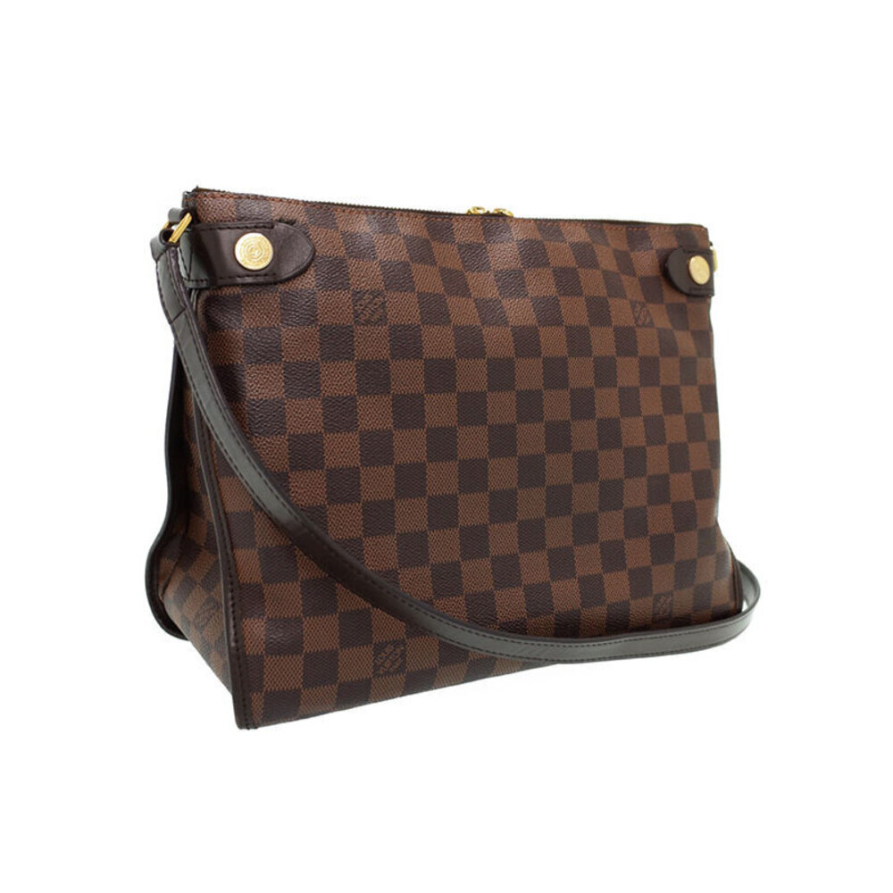 Louis Vuitton Canvas Bag Brown Duomo Ebene Shoulder Leather Damier Hobo